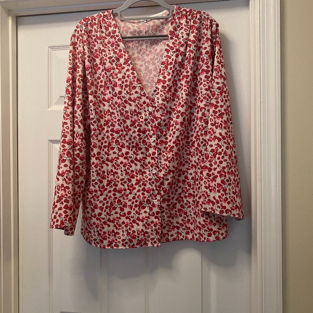 Cherries! LS lightweight blouse